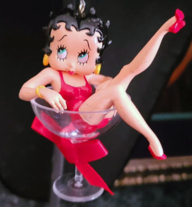 Vintage Betty Boop Statement Gemstone Pendant, Femme Fatale Cartoon Ch