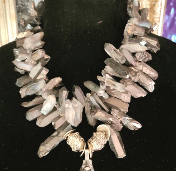 Artisan Pendant Zebra Jasper Slab Agate, Statement Necklace Branch Quartz Black Gray, Chest Piece Gemstone Unisex