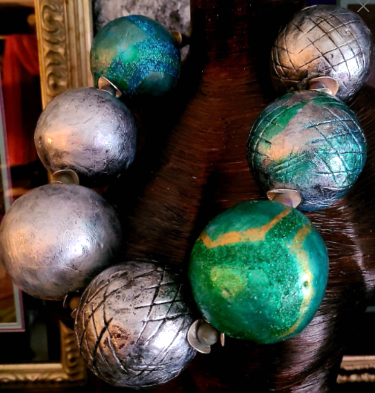 Statement Luxury Necklace Hand Sculpted Massive Beads Artisan Jewelry