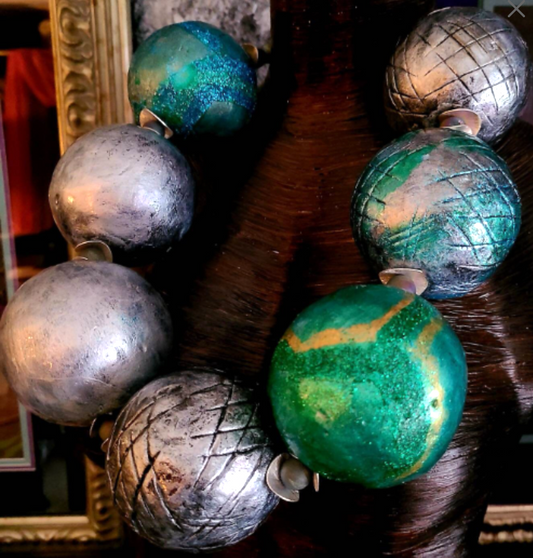 Statement Luxury Necklace Hand Sculpted Massive Beads Artisan Jewelry