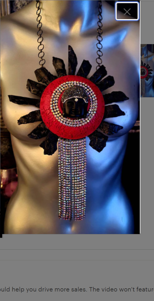 Chest Piece Red Cinnabar Rough Tourmaline Rhinestone Buddha Stateme