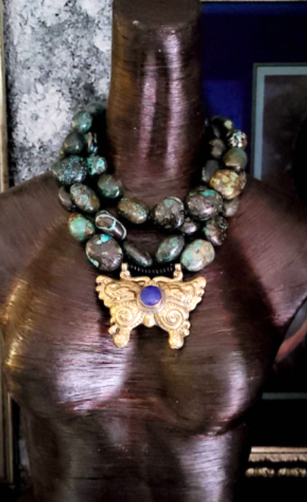 Luxury Gemstone Statement Luxury Necklace Turquoise Hubei Bold Chunky