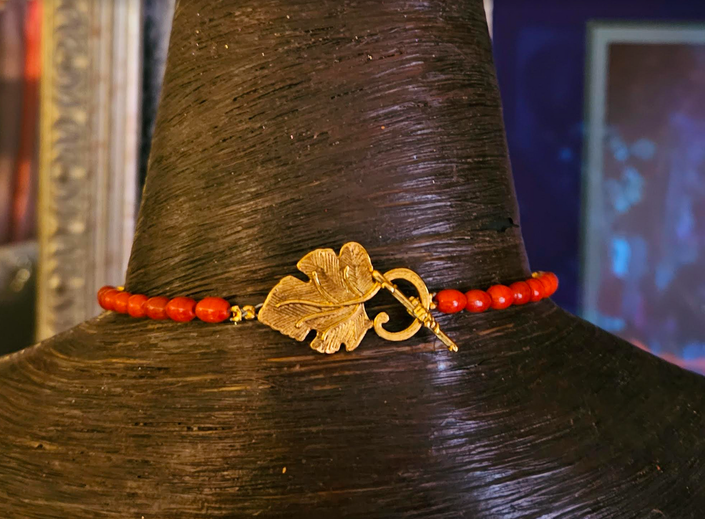 Faux Tibetan Amber Beaded Statement Rope with Double Seahorse Pendant