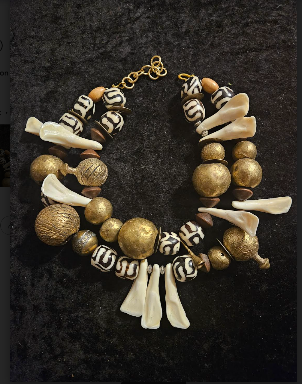 Choker Statement African Gold Off White Brown, Statement Luxury Neckla