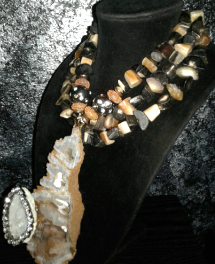 Gemstone Pendant Geode Coral Fossilized Botryoidal, Chest Piece Gemsto