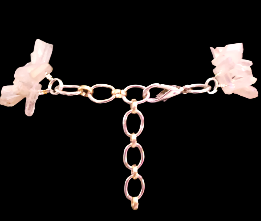 Red Abalone Shell & Rhinestone Jewel - Angel Aura Branch Quartz Choker