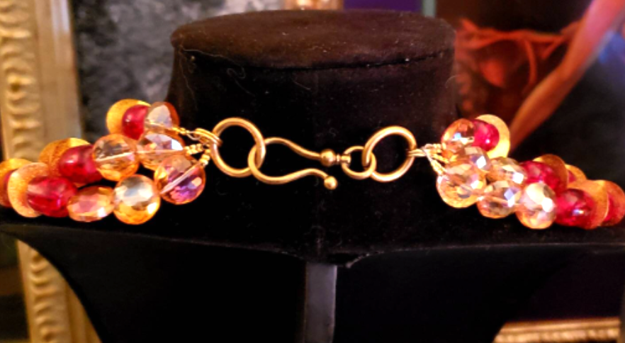 Tibetan Brass Double Peacock Gemstone Pendant Beaded Chest Piece Rus