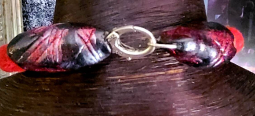 Clear Quartz Point Sculpted Tower Pendant with a Burnished Red Rope