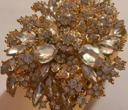 Rhinestone Diamante Fancy Statement Cuff - Wedding Bridal Black Tie