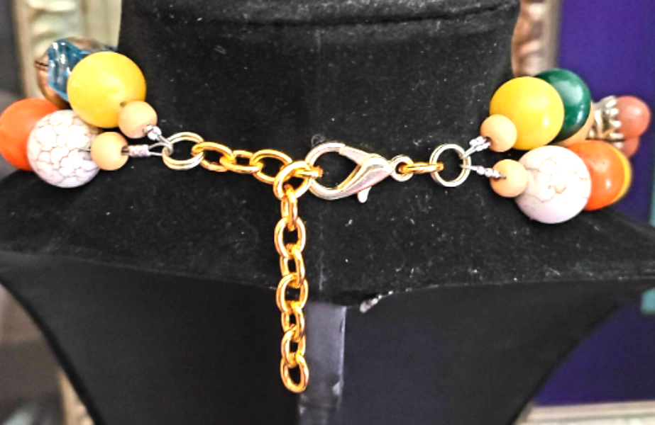 Bold Mixed Media Oversized Beaded Multi Strand Luxury Necklace