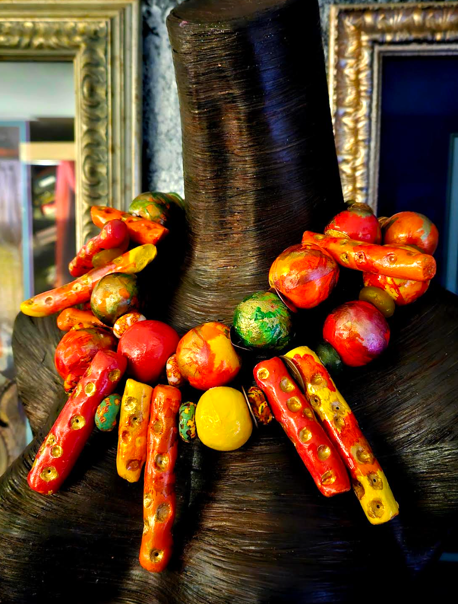 Hand Sculpted Tropical Statement Luxury Necklace: Tutti Frutti Thunder
