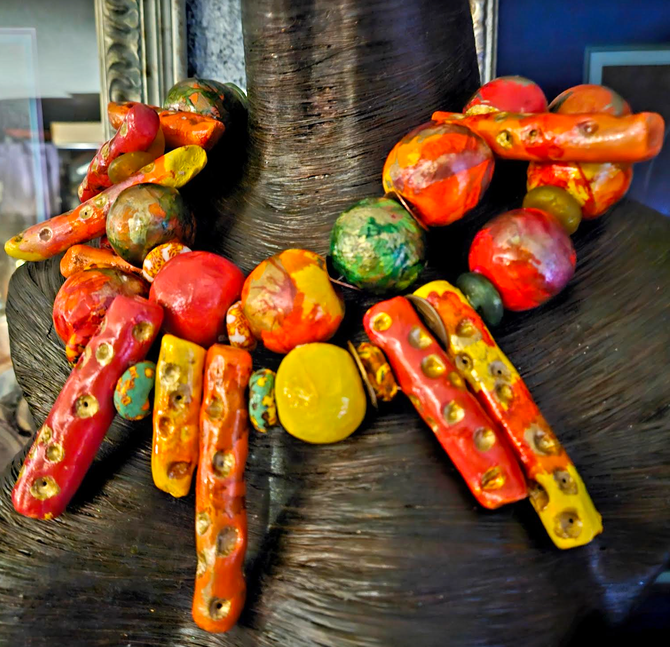 Hand Sculpted Tropical Statement Luxury Necklace: Tutti Frutti Thunder