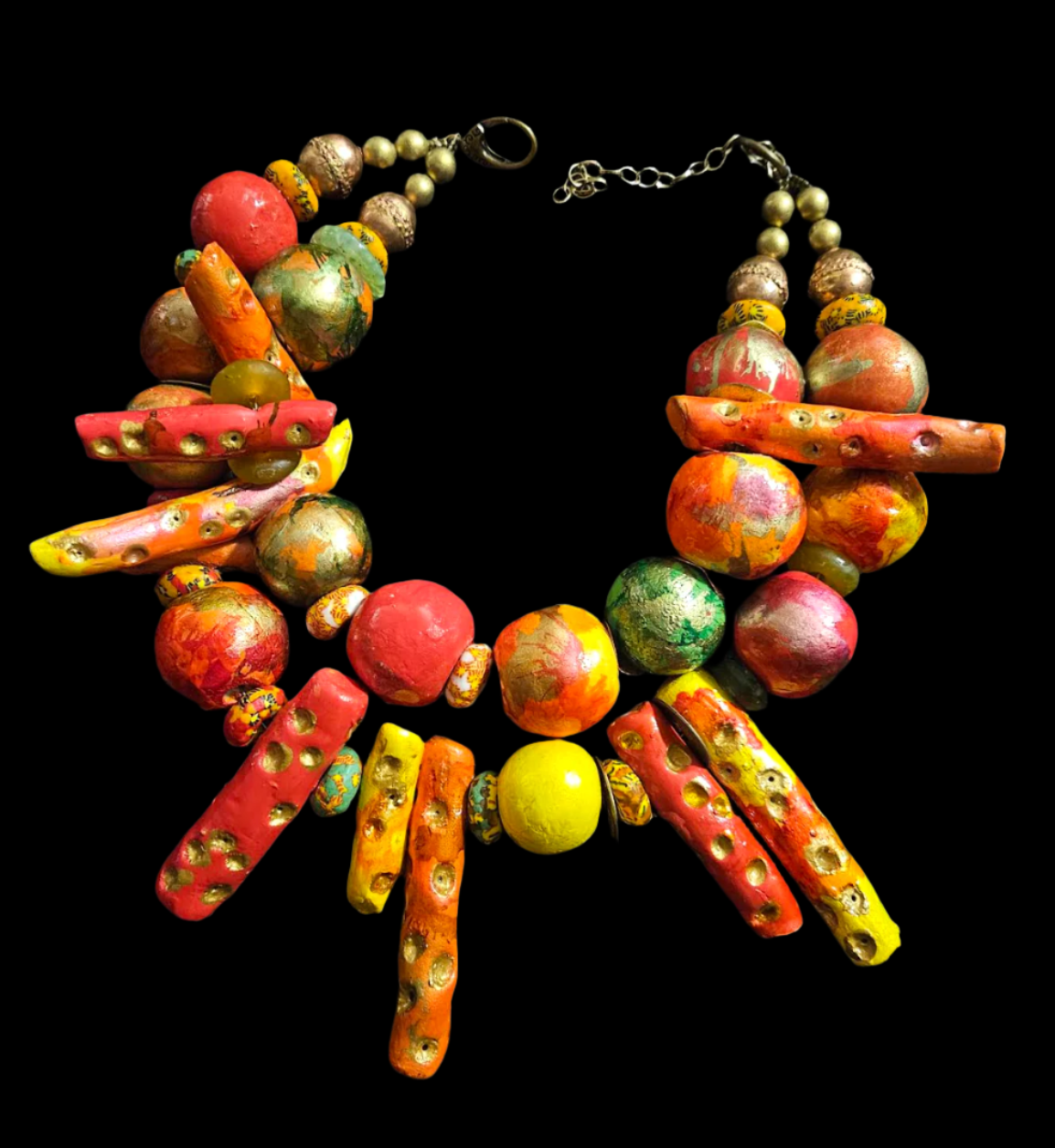 Hand Sculpted Tropical Statement Luxury Necklace: Tutti Frutti Thunder