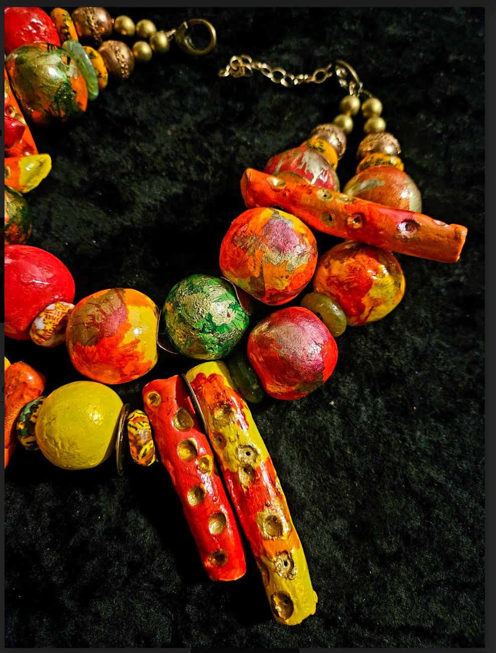 Hand Sculpted Tropical Statement Luxury Necklace: Tutti Frutti Thunder