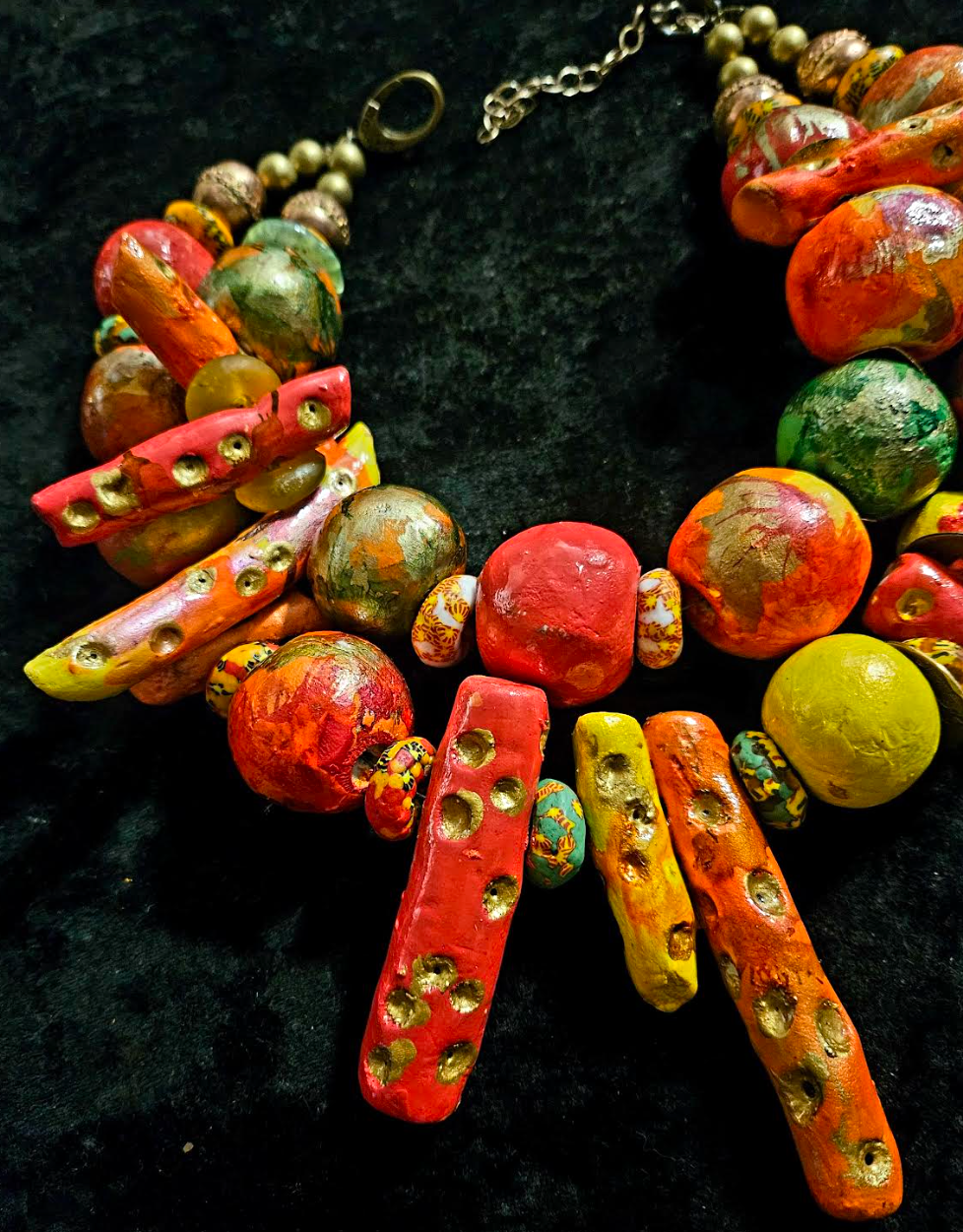 Hand Sculpted Tropical Statement Luxury Necklace: Tutti Frutti Thunder