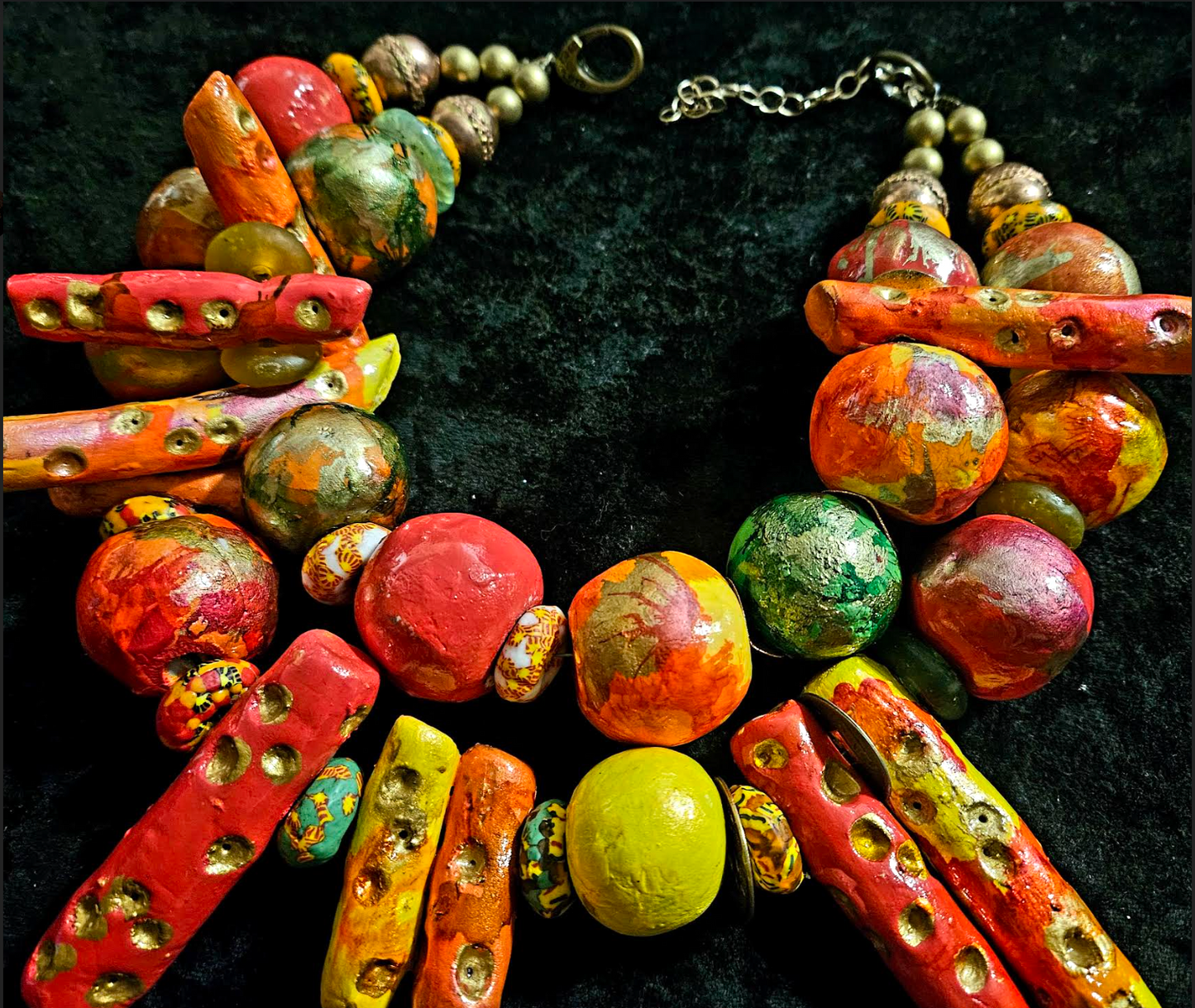 Hand Sculpted Tropical Statement Luxury Necklace: Tutti Frutti Thunder