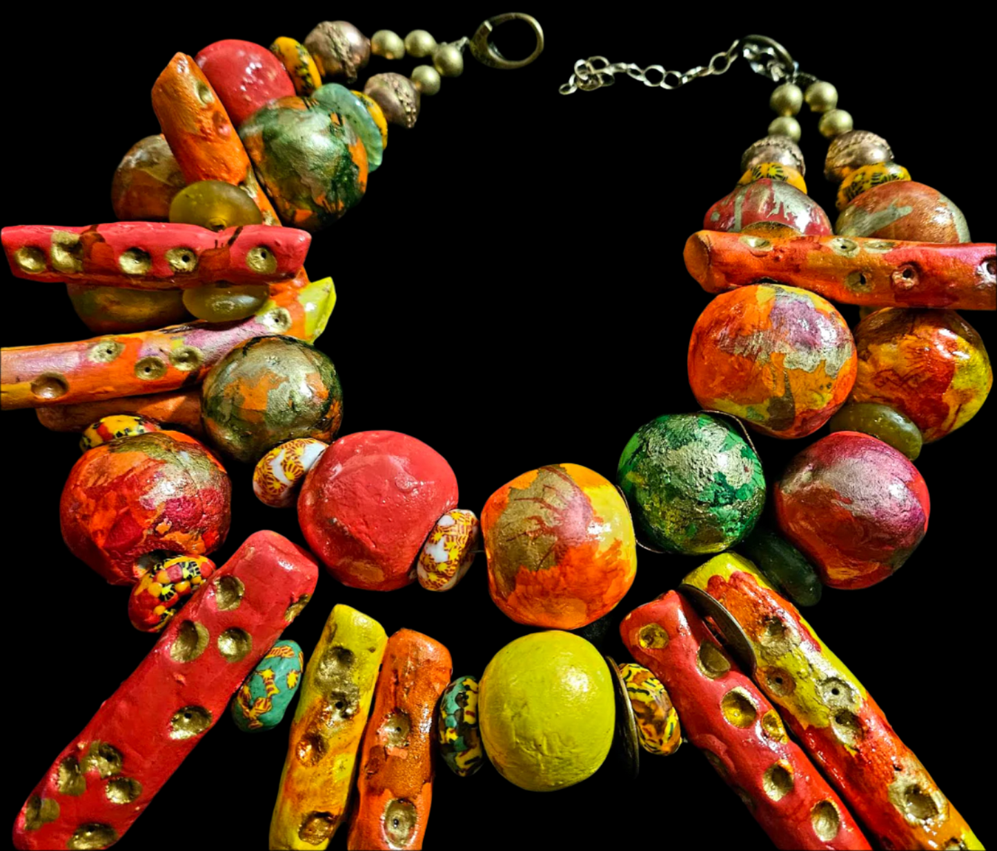 Hand Sculpted Tropical Statement Luxury Necklace: Tutti Frutti Thunder