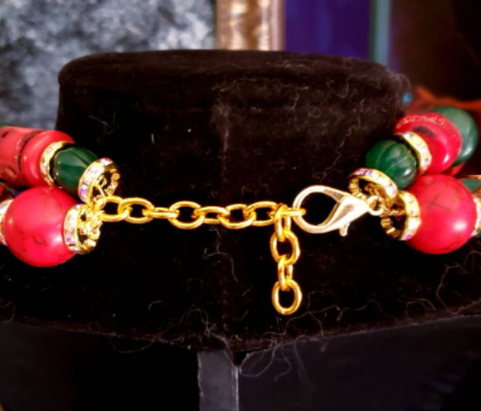 Colorful African Recycled Glass Tribal Luxury Necklace - Double Dragon