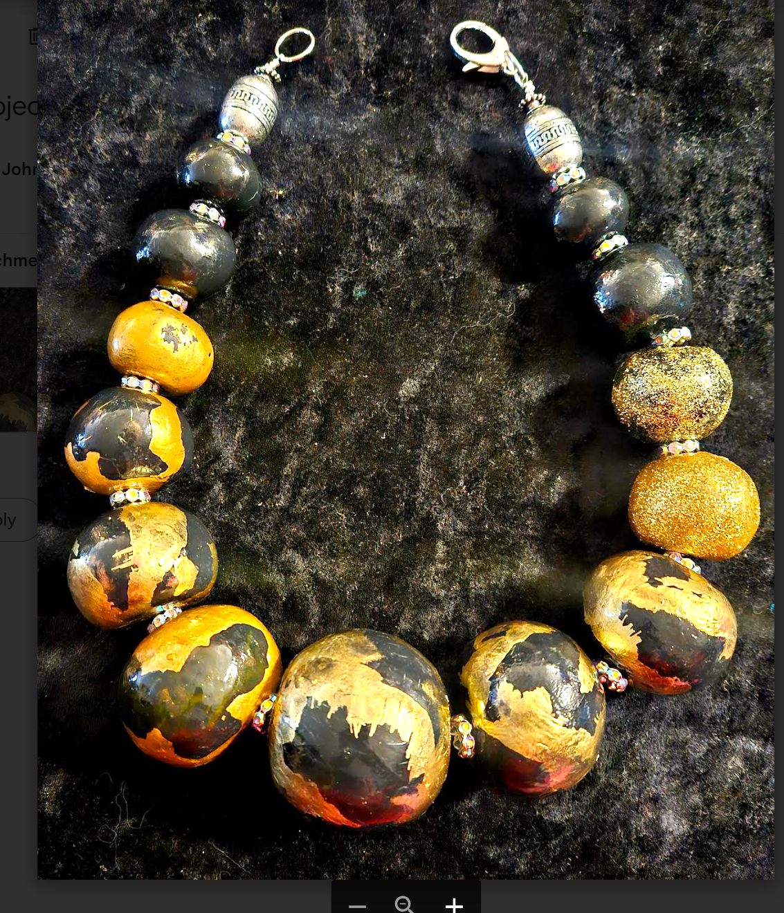 Luxury Necklace Beaded Massive Hand Sculpted Black Gold Women, Neck Ca