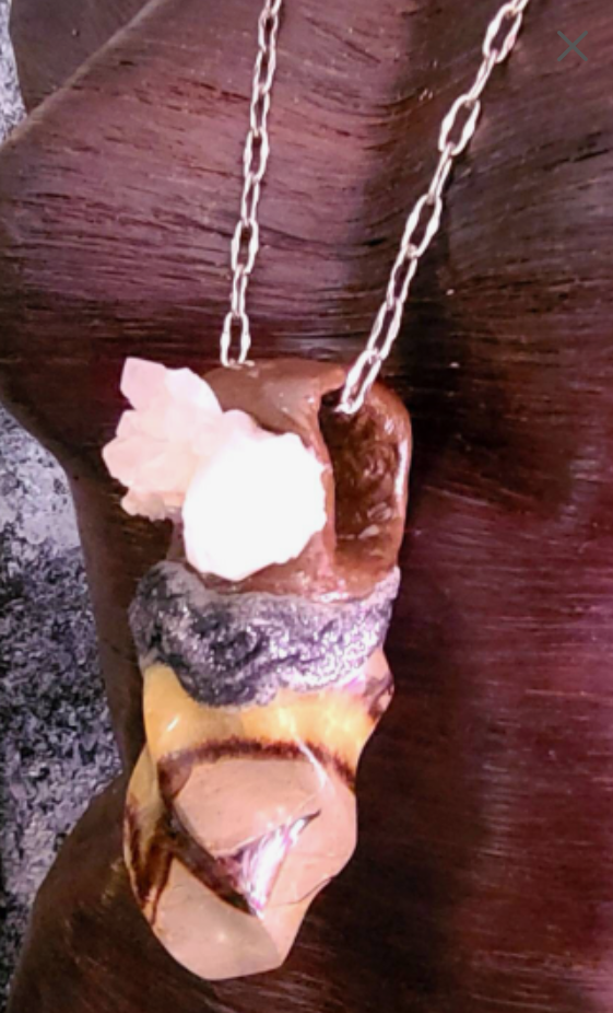 Talisman Sculpted Septarian Flame Unisex, Amulet Gemstone Rocker Ch