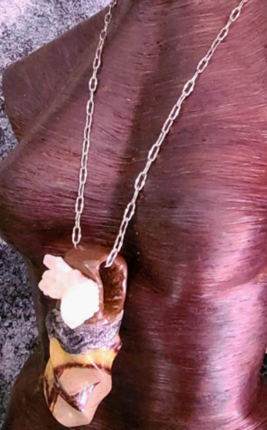 Talisman Sculpted Septarian Flame Unisex, Amulet Gemstone Rocker Ch
