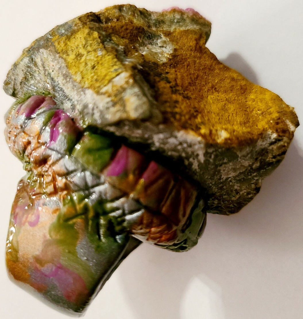 Statement Ring Sculpted Pink Crystals Green Orange, Finger CandyRaw