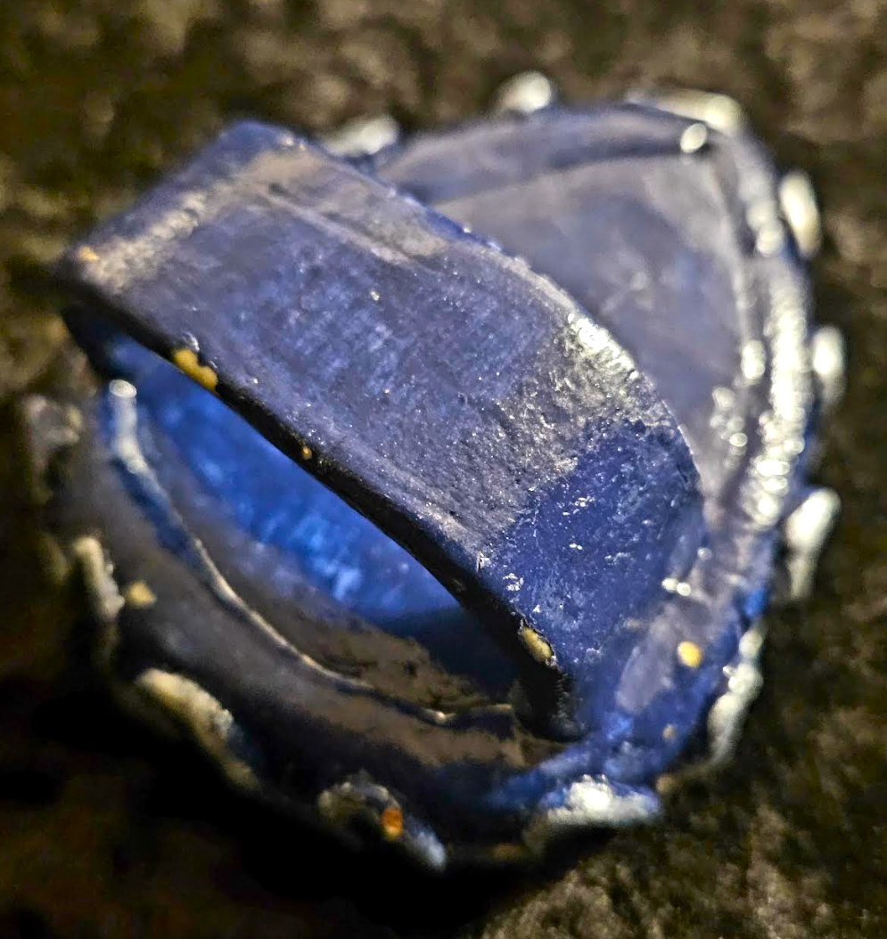 Oversized Blue Druzy Agate Sculpted Hand Ring, Two Finger Massive G