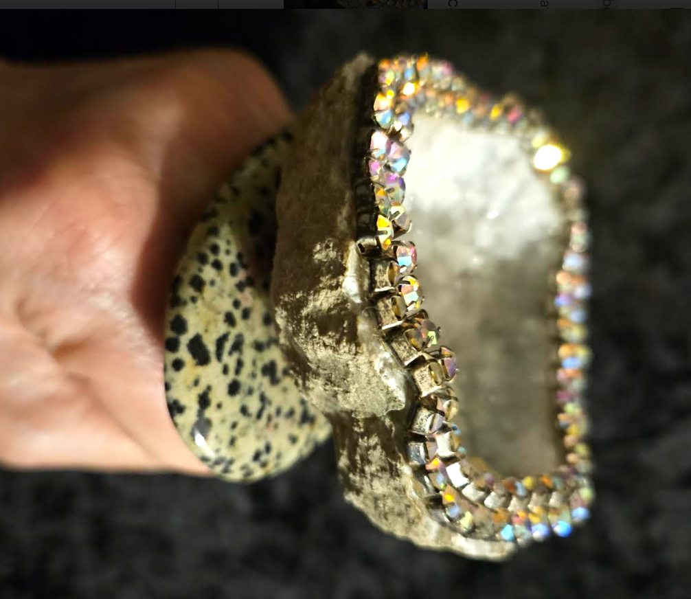 Rough Crystal Geode & Polished Dalmatian Jasper Statement Ring, Ava