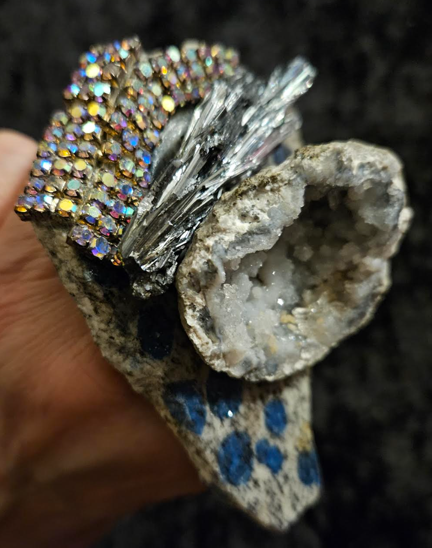 K2 Blue Slab Geode Kyanite & Rhinestone Statement Ring, Avant Garde