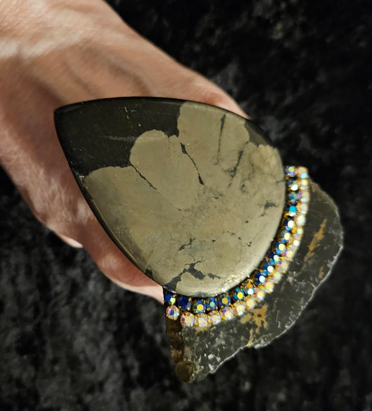 Rare Apache Gold Adjustable Statement Ring Unisex, Black Metallic G