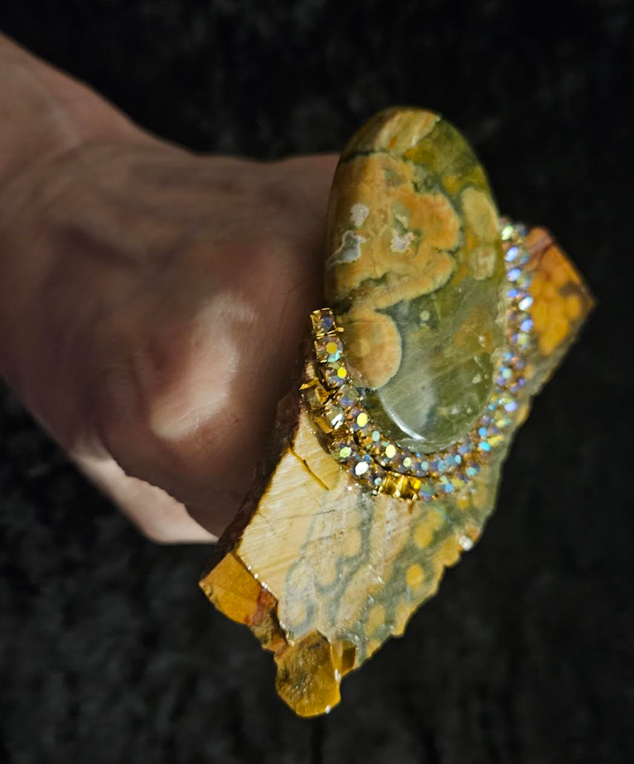 Rhyolite Jasper Adjustable Slab Statement Ring, Rainforest Jasper O