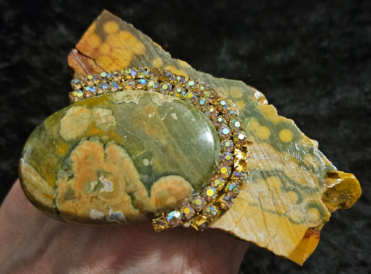 Rhyolite Jasper Adjustable Slab Statement Ring, Rainforest Jasper O