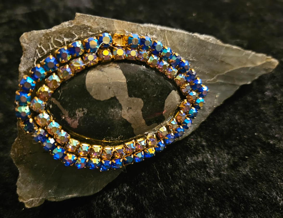 Statement Ring Edgy Avant Garde Labradorite Slab Apache Gold, Finge