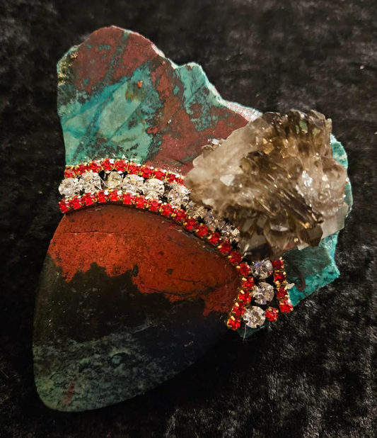 Sonora Sunrise & Smoky Quartz Crystal Oversized Hand Ring, Sonora S