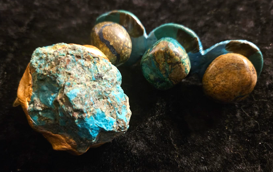 Rough Chrysocolla & Turquoise Boulder Adjustable Statement Ring Set