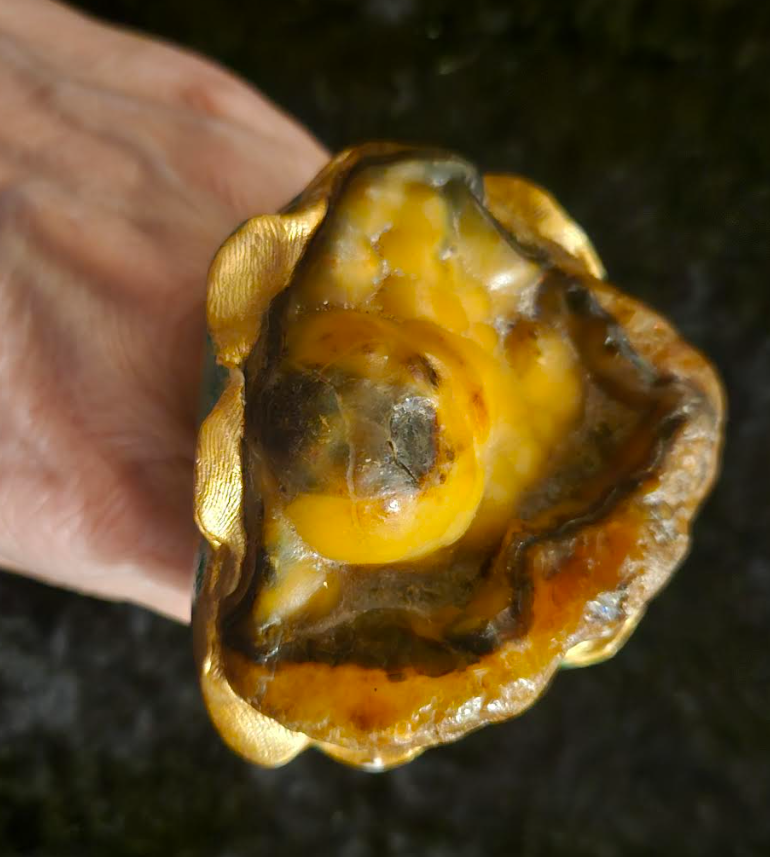 Rough River Botryoidal Agate Sculpted Adjustable Statement Ring Uni