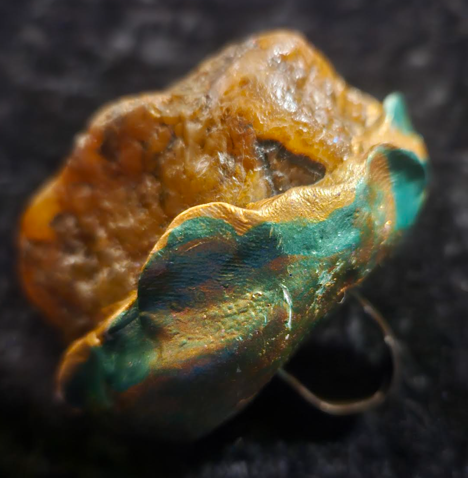 Rough River Botryoidal Agate Sculpted Adjustable Statement Ring Uni