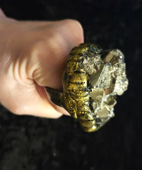 Rough Pyrite & Quartz Sculpted Statement Ring Size 8 9, Fools Gold