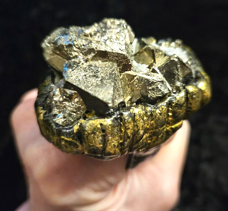 Rough Pyrite & Quartz Sculpted Statement Ring Size 8 9, Fools Gold