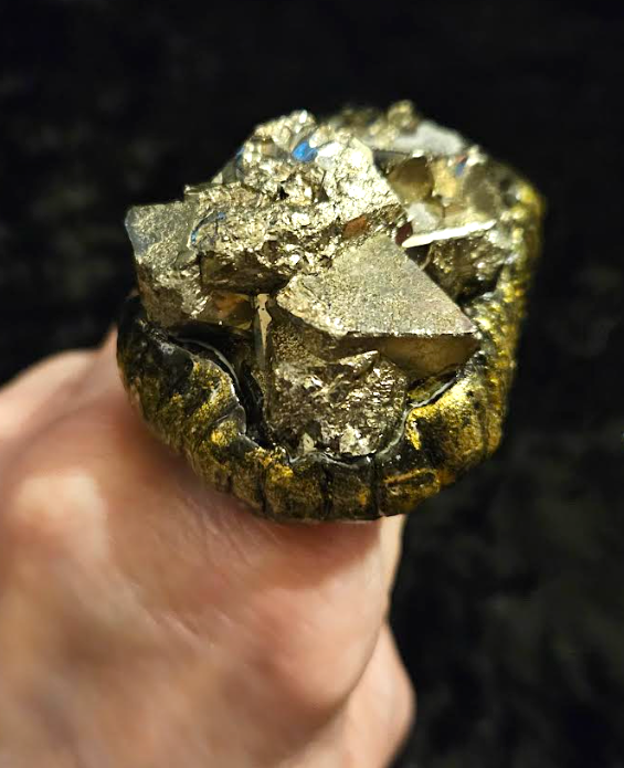 Rough Pyrite & Quartz Sculpted Statement Ring Size 8 9, Fools Gold
