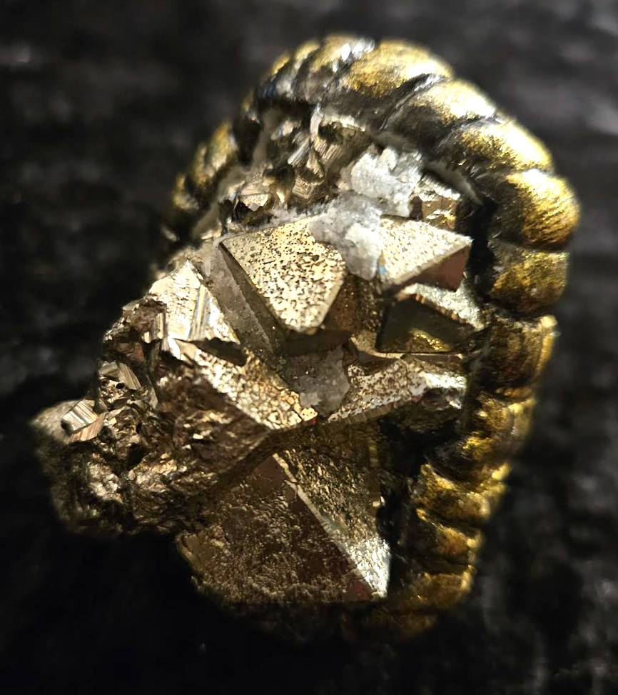 Rough Pyrite & Quartz Sculpted Statement Ring Size 8 9, Fools Gold