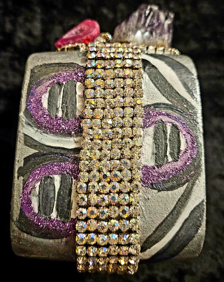 Oversized Gemstone Bling Art Deco Revival Artisan Bangle - Photoshoot