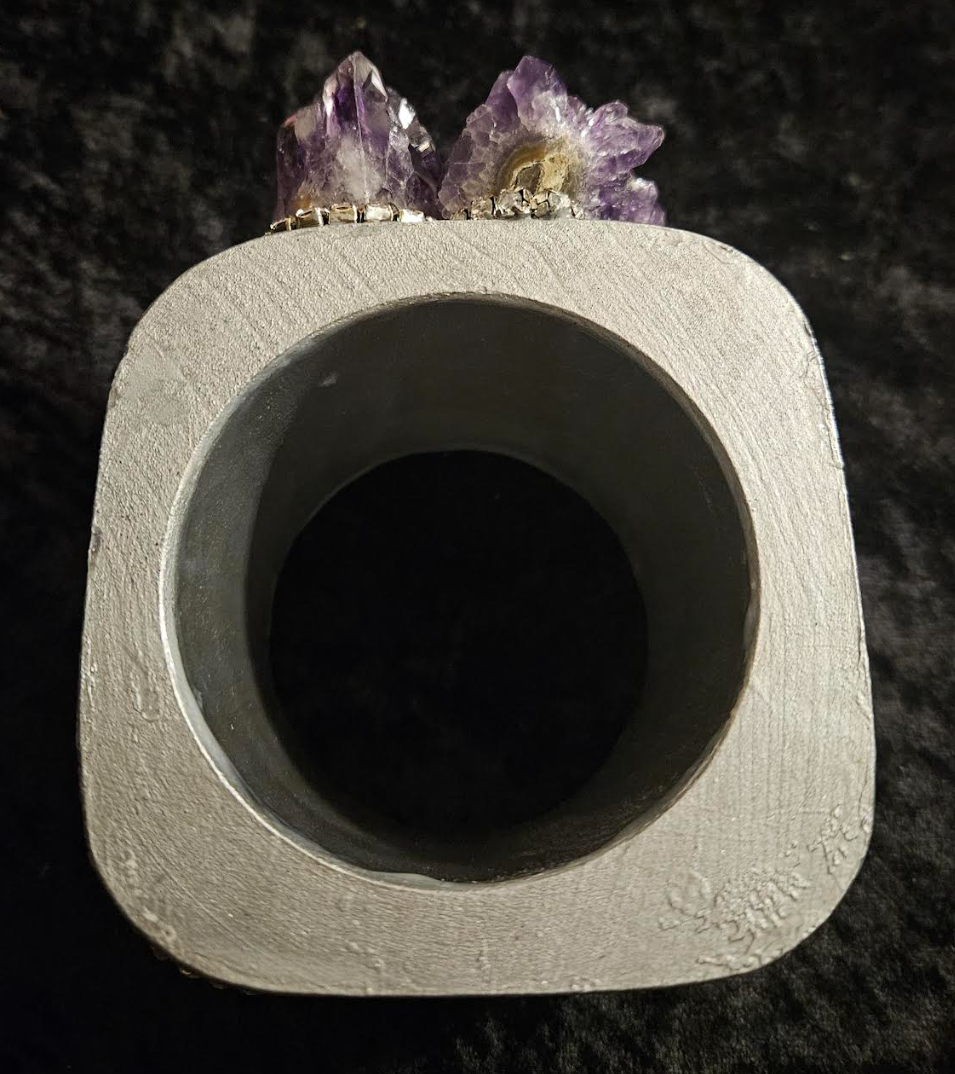Oversized Gemstone Bling Art Deco Revival Artisan Bangle, Gaudy Wri