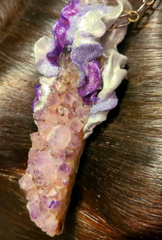 Sculpted Rough Amethyst Talisman Unisex, Purple Crystal Gemstone St