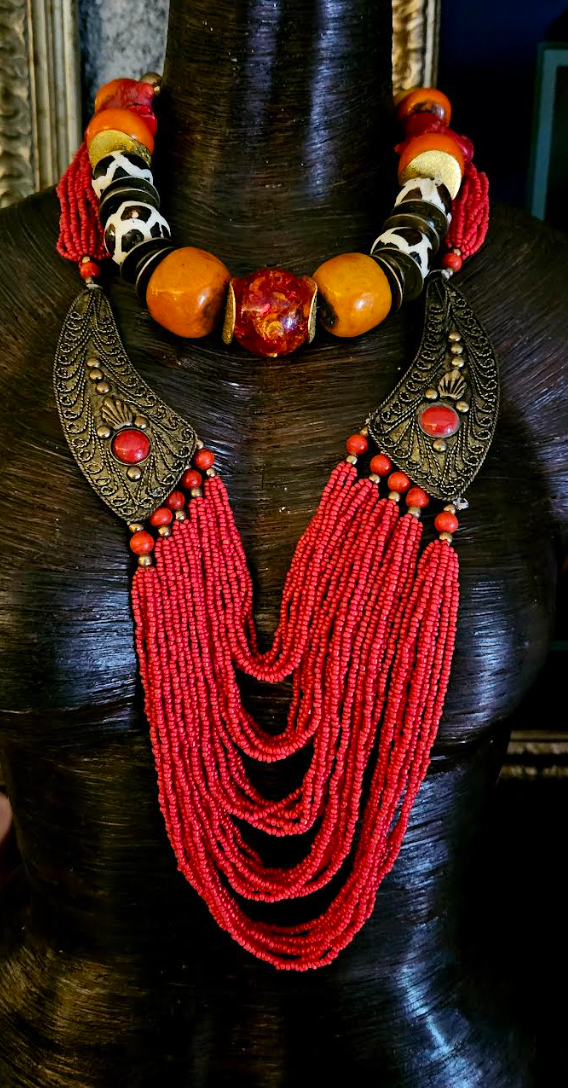 Exotic Ethnic Unisex Luxury Necklace Set African Inspired Beaded Cho