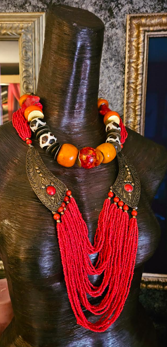 Exotic Ethnic Unisex Luxury Necklace Set African Inspired Beaded Cho