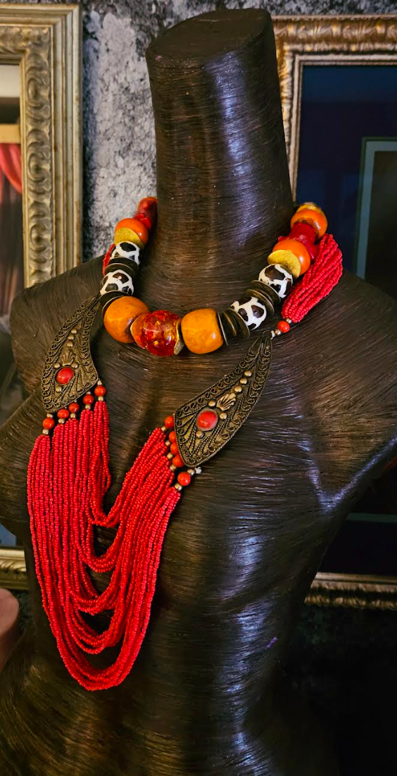 Exotic Ethnic Unisex Luxury Necklace Set African Inspired Beaded Cho