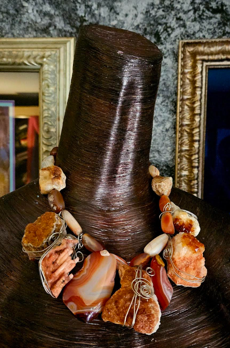 Rough & Polished Agate Artisan Statement Luxury Necklace, Redhead Jewe