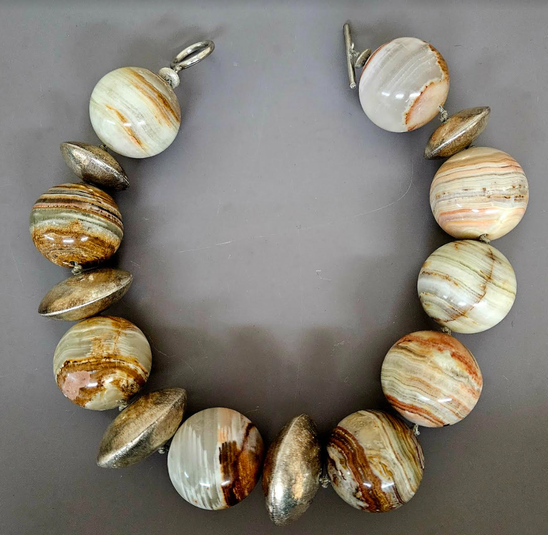 Massive Earth Tone Agate Jasper Gemstone Statement Choker, Bold Chu
