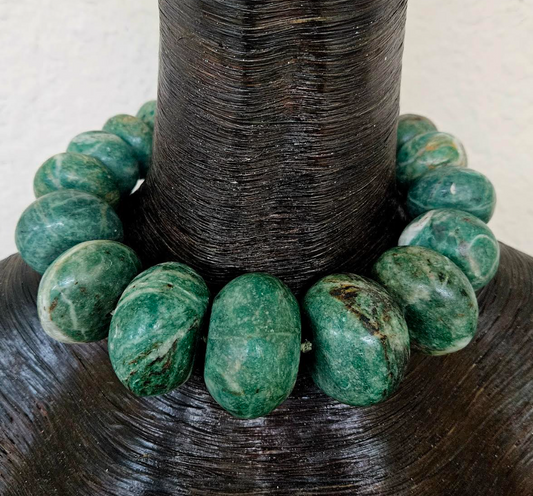 Guatemalita Jade Oversized Rondelle Statement Choker, Bold Chunky H
